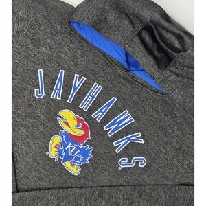 Kansas Jayhawks Hoodie Mens XL KU Embroidered Logo Gray Pullover College‎ NCAA